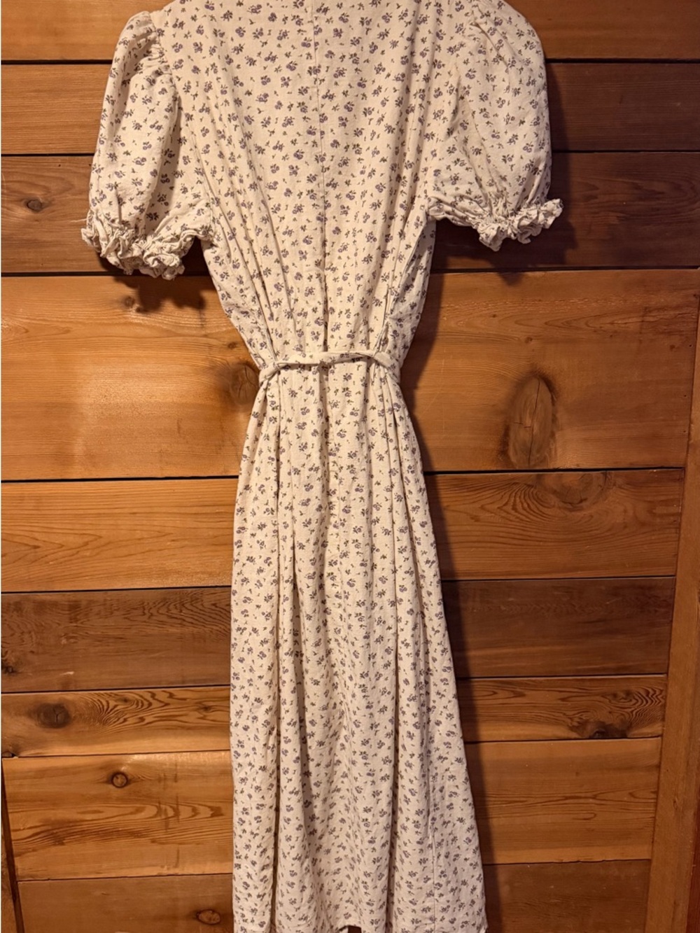 Neuflora Emerson Cream Maxi Dress with Purple Floral Print and Puff Sleeves - Picture 2 of 5